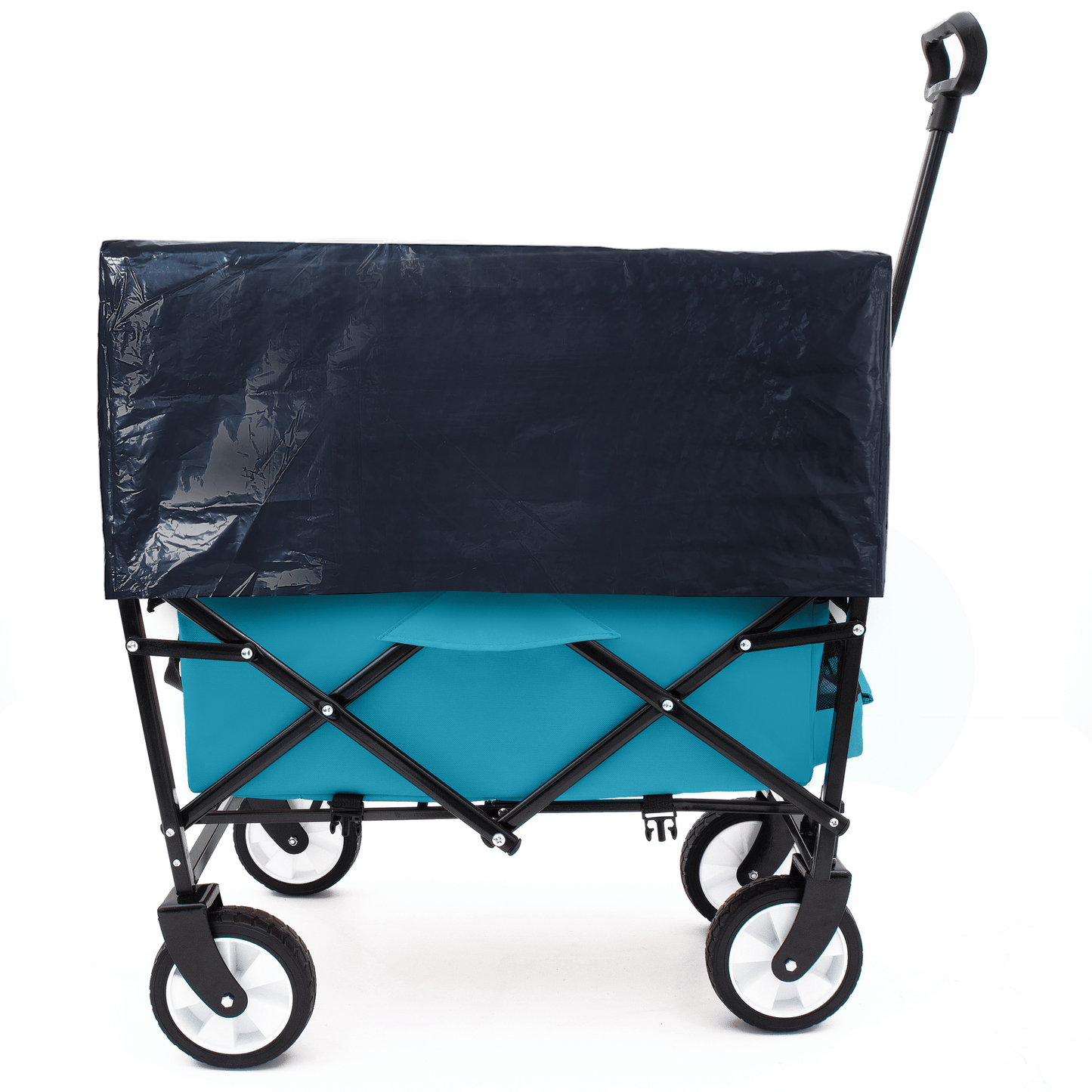 Collapsible Foldable Wagon Cart with strapping system Beach Wagon Utility Cart Utility Wagon Grocery Cart for for Camping Shopping Sports Gardeing Fishing Supports 225lbs All-Terrain Wheels Cyan