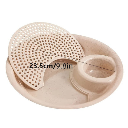 1pc Dumpling Tray; Drain Double-layer Plate With Vinegar Plate; Household Round Plastic Large Dinner Plate; Tray For Dumplings