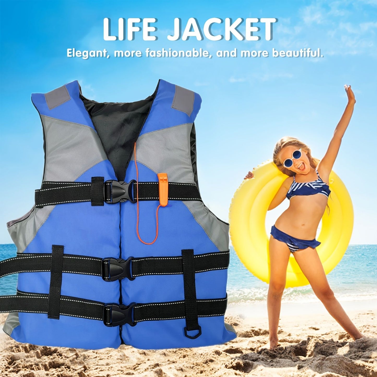 1pc Adult Portable Breathable Inflatable Vest; Life Vest For Swimming Fishing Accessories