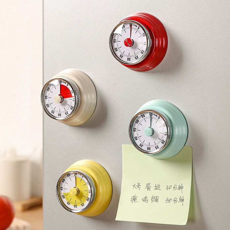 Kitchen Timer Stainless Steel Mechanical Reminder Countdown with Magnet Cooking Teaching Multifunctional Baking Reminder