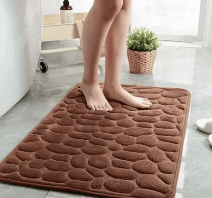 3D Non Slip Bathroom Mat Cobblestone Embossed Bath Mats