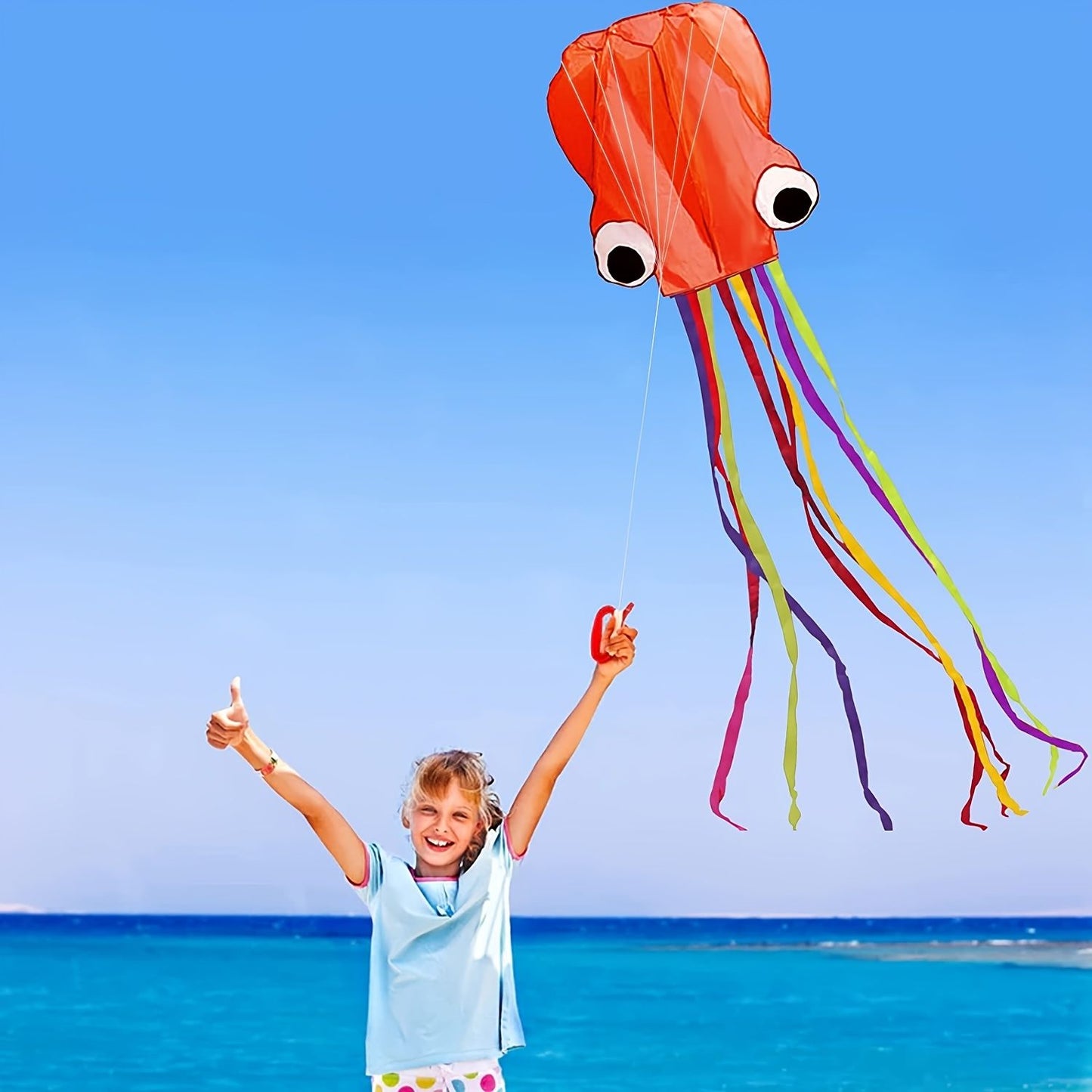 1pc Large Soft Octopus Easy Flyer Kite With 328ft Rope, 31*157 Inches Kite For For Kids Children Adult Beach Park