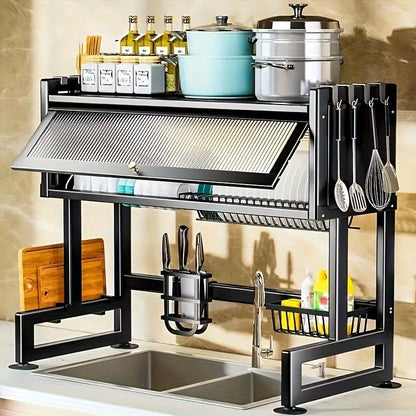 Home with cabinet door kitchen storage rack sink dish tray storage rack Multi-function counter top drain rack