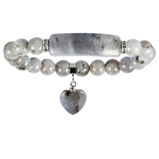 Crystal Round Beads Elbow Bracelet With Heart-shaped Pendant Bracelet