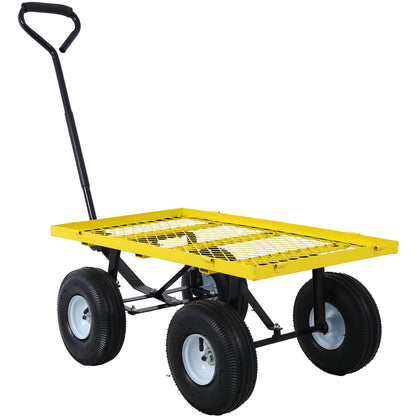 Steel Garden Cart, Steel Mesh Removable Sides, 3 cu ft, 550 lb Capacity, Yellow