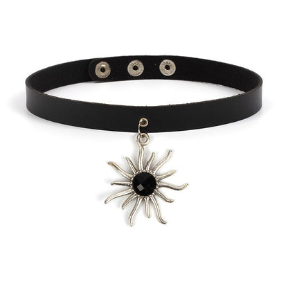 Explosive Jewelry Punk Sunflower Leather Collar