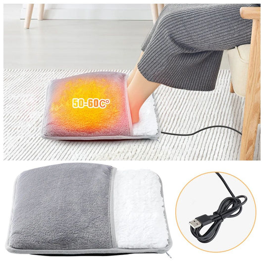 Winter Electric Foot Heating Pad USB Charging Soft Plush Washable Foot Warmer Heater Improve Sleeping Household Foot Warming Mat Electric Foot Warmer With Dual-Sided Heating Elements