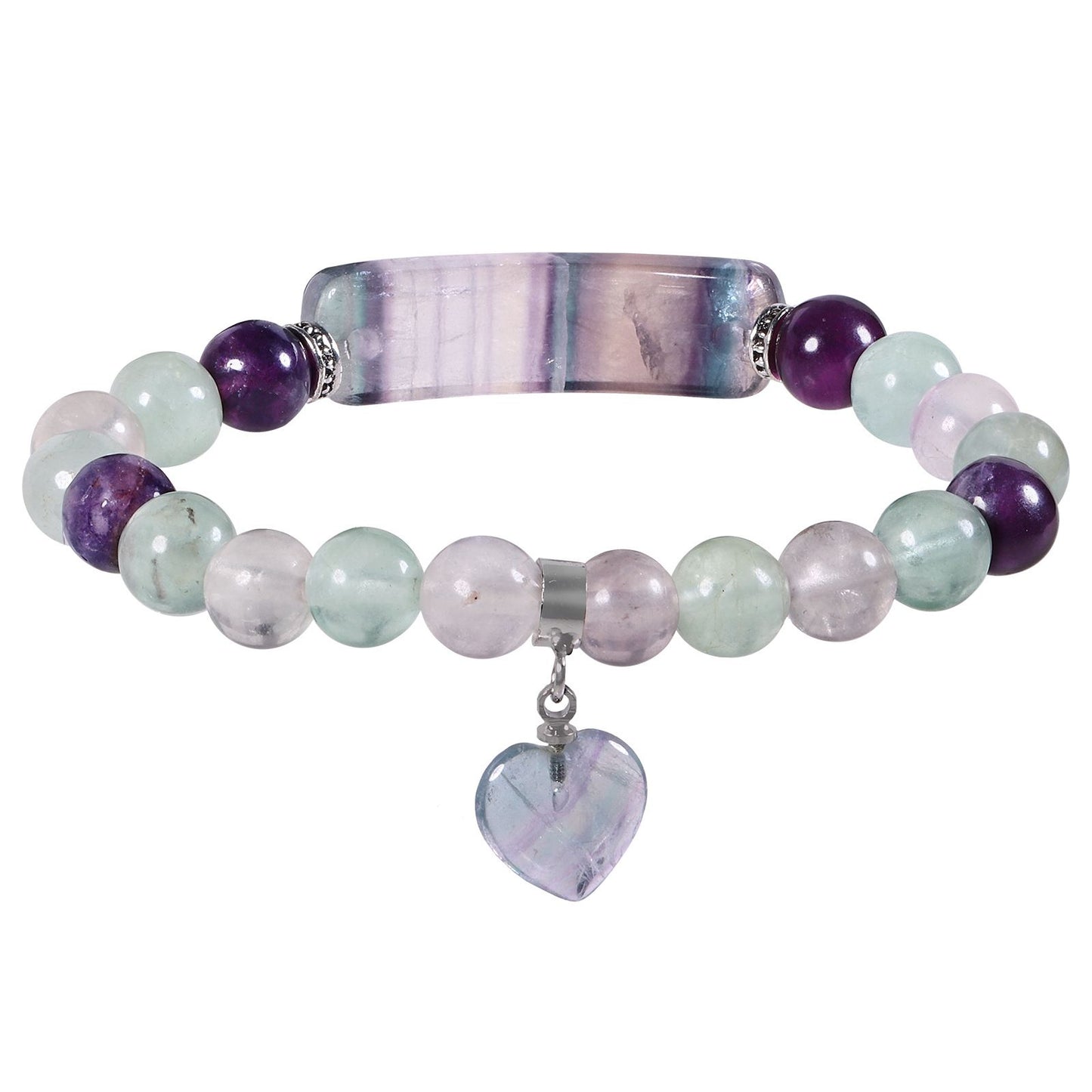 Crystal Round Beads Elbow Bracelet With Heart-shaped Pendant Bracelet