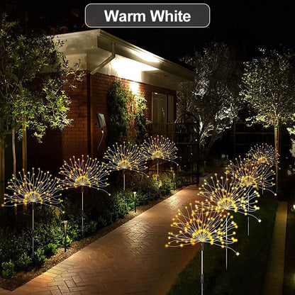 1 Pack Solar Firework Light Outdoor, IP65 Waterproof Solar Garden Flower Lights With 8 Lighting Modes, Decorative Fairy Lights With Stake, Halloween Decorations