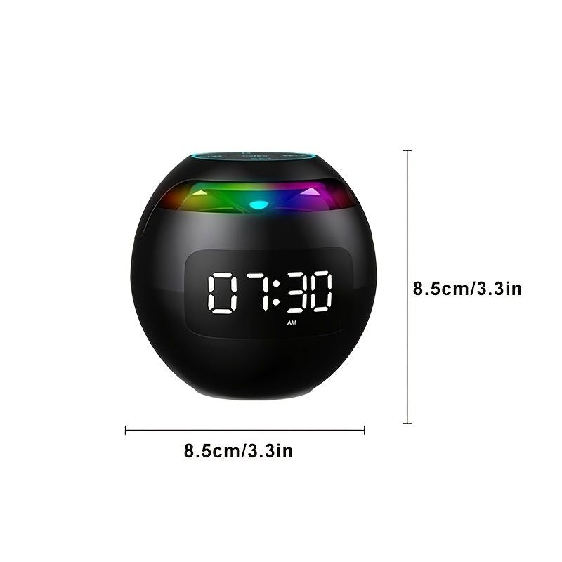 Wireless Portable Speaker With Clock Alarm & Human Body Induction, Color Atmosphere Light, Waterproof Small Speaker With Light Card