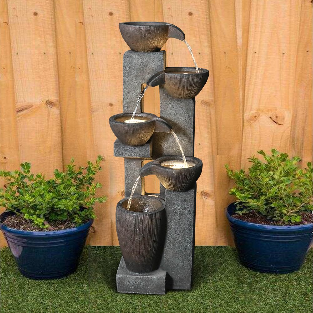 39inches Outdoor Water Fountains with LED Lights for Garden Decor