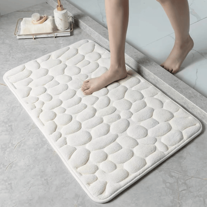 3D Non Slip Bathroom Mat Cobblestone Embossed Bath Mats