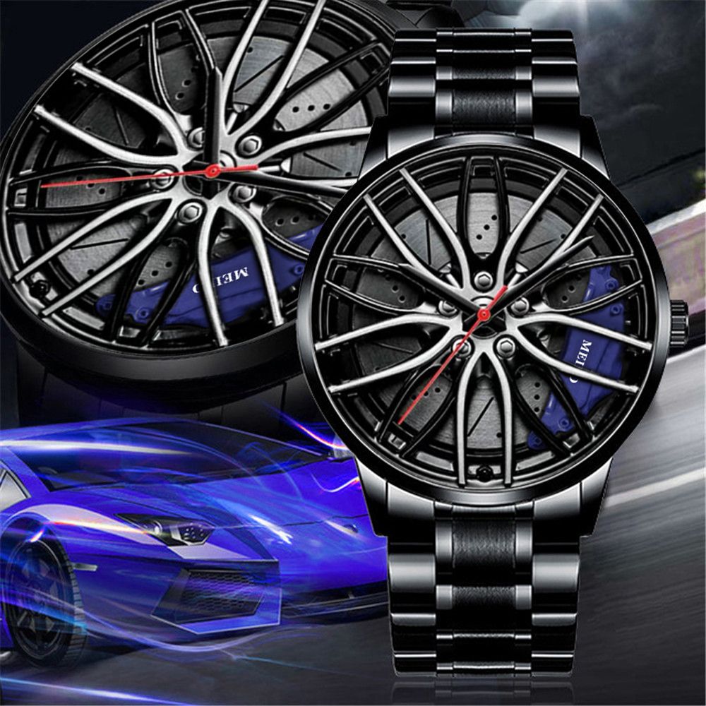 Men's Luxury Sports Watch – 3D Car Rim Wheel Design, Creative Quartz Wristwatch for Stylish and Casual Wear