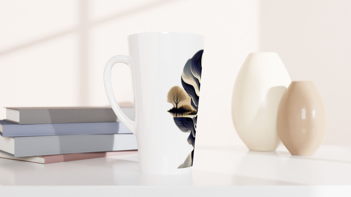 Latte Coffee Mugs Silhouette Ceramic Latte Mug Serene Sunset Design by HadiArts