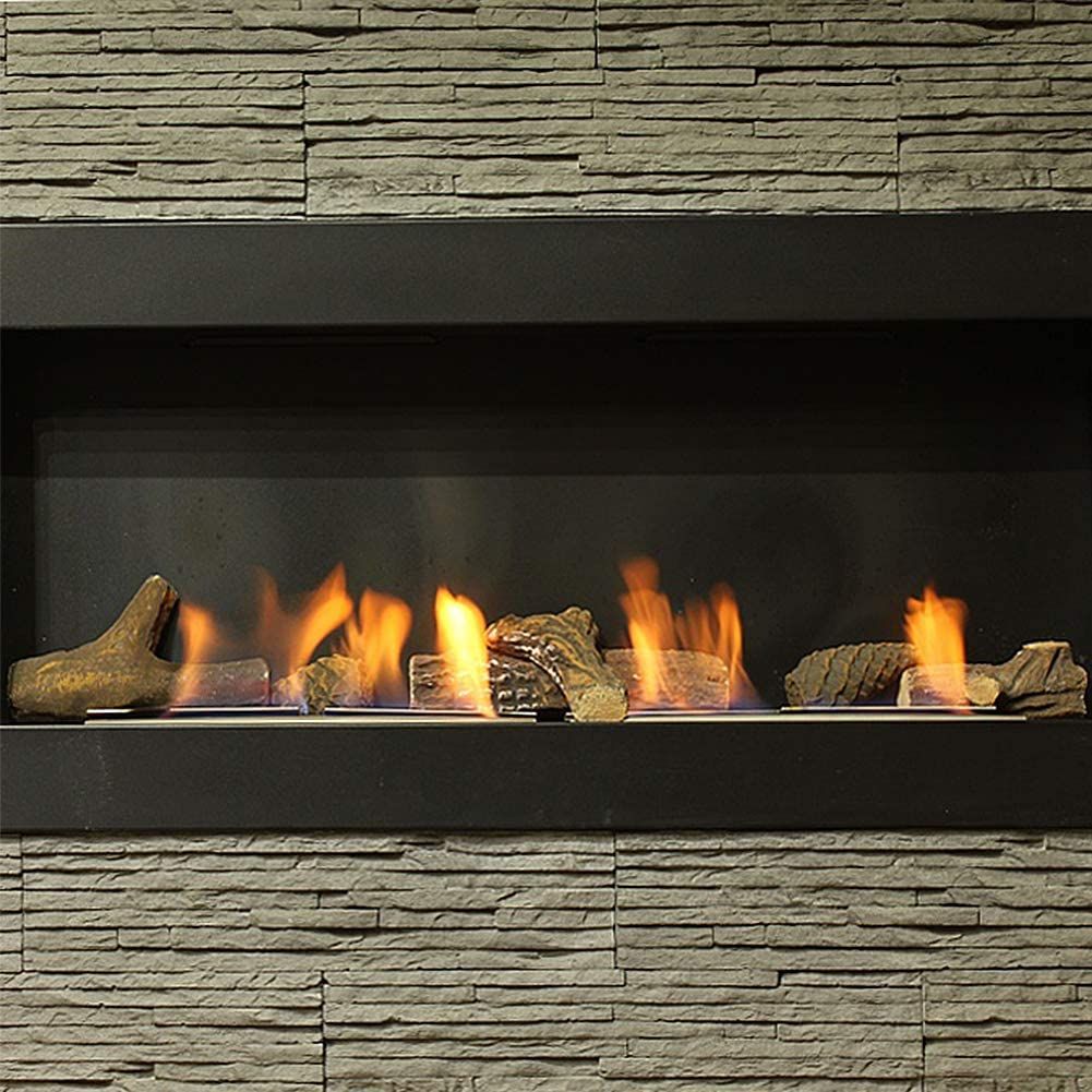 9 Pcs Fake Gas Fireplace Logs ; Ceramic Wood Fire Pit Logs Sets for Indoor or Outdoor Fireplace