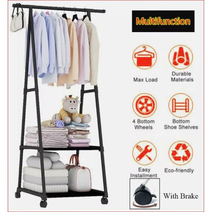 Triangle Garment Rack, Clothes Organizer on Wheels, Portable Garment Laundry Coat Rack, Closet Rack for Hanging Clothes, Clothes Hanging Rack for Home Office Dorm Black