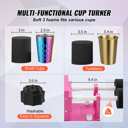 VEVOR 4 Cup Turner Multi Tumbler Spinner Four-Arm Crafts for Glitter Epoxy DIY