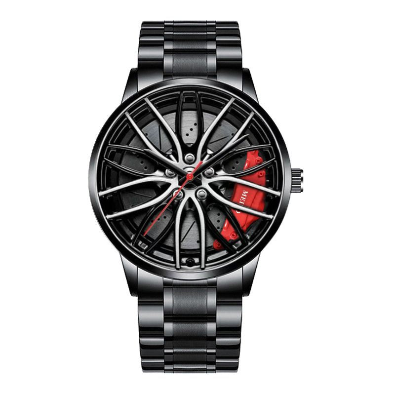 Men's Luxury Sports Watch – 3D Car Rim Wheel Design, Creative Quartz Wristwatch for Stylish and Casual Wear