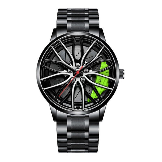 Men's Luxury Sports Watch – 3D Car Rim Wheel Design, Creative Quartz Wristwatch for Stylish and Casual Wear