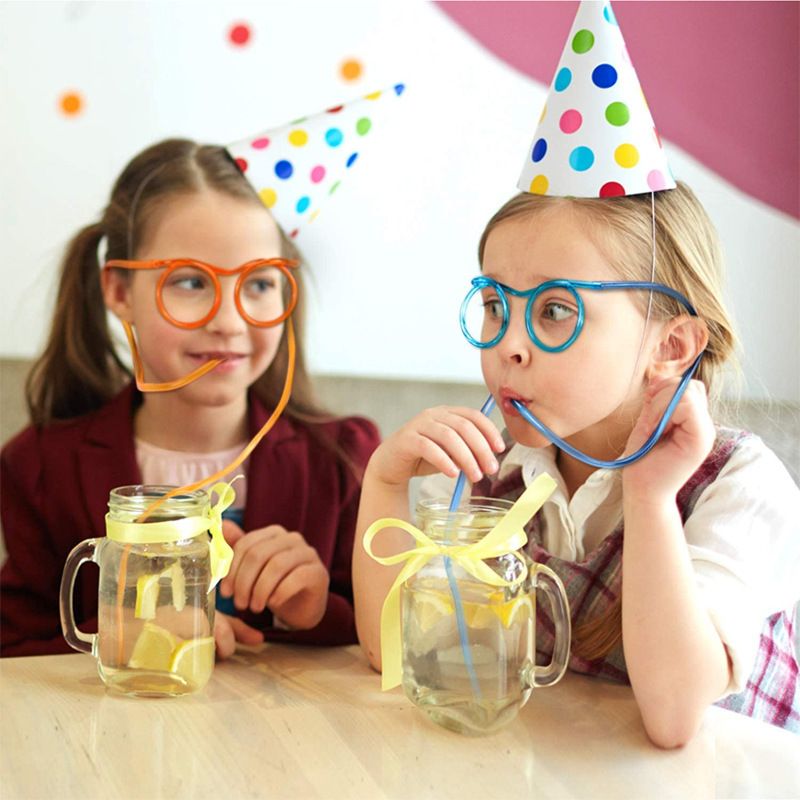 4 pcs Creative Fun Glasses Straws Crazy Funny Art Straws Party Straws; random color