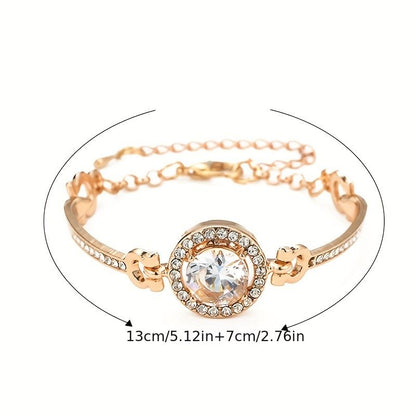 Rhinestone Decor Watch Bracelet Simple Elegant Shinning Bracelet