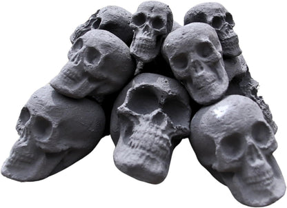 Ceramic Skulls for Fire Pit, Outdoor Fire Tables, 7pcs Reusable Spooky Imitated Human Skull Gas Log for Party, Bonfire,Campfires,Fireplaces, 3.1 inch