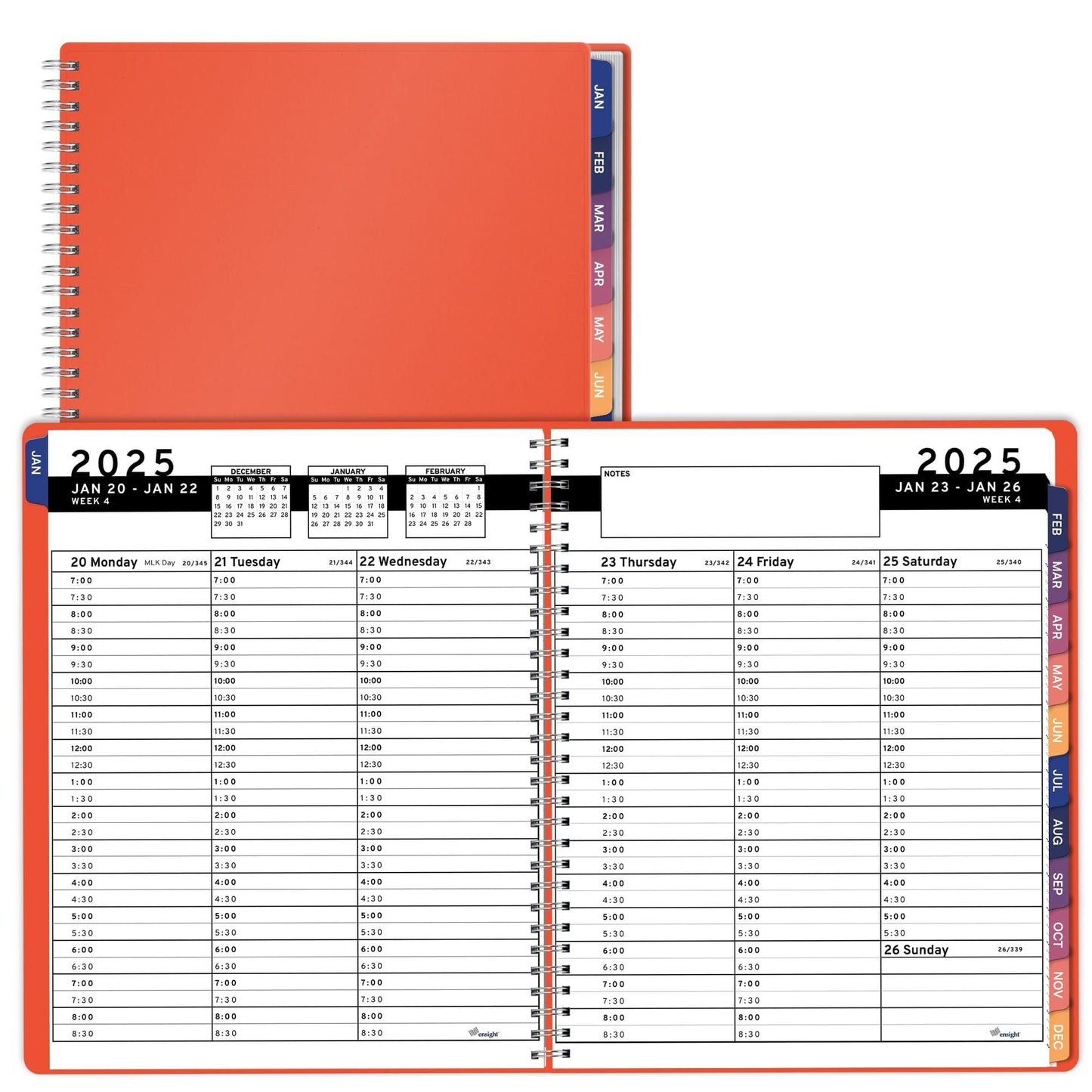 2025 Appointment Book Planner Peach Color 6.5x8.5 inch Large Tabbed Daily Hourly Weekly Planner Calendar & Schedule Book 30 Minute time Slots Business & Personal Planner Jan 2025  Dec 2025