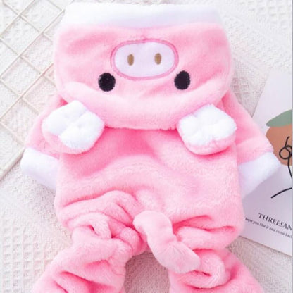 Pet Apparel; Piggy Shaped Winter Warm Flush Clothes For Doggy