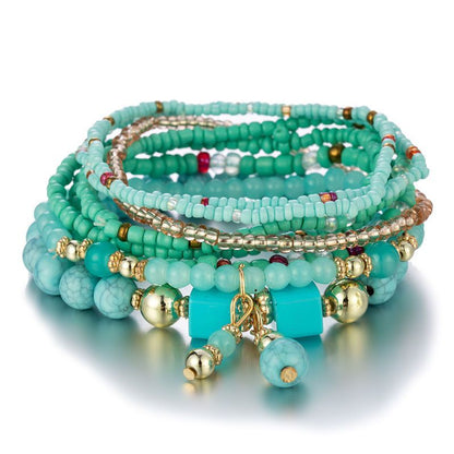 Hot Selling Bohemian Jewelry Multilayer Bracelet Creative Turquoise Beaded Jewelry European and American Style Bracelet Wholesale