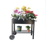 Mobile Metal Raised Garden Bed Cart with Legs, Elevated Tall Planter Box with Wheels for Outdoor Indoors House Patio Backyard Vegetables Tomato DIY Herb Grow Black