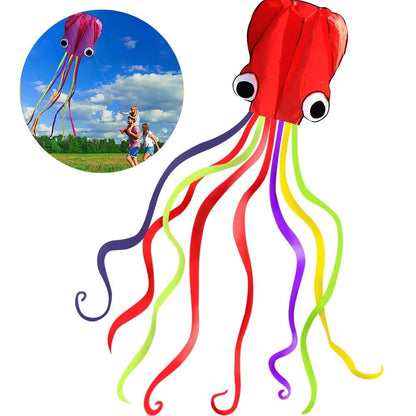 1pc Large Soft Octopus Easy Flyer Kite With 328ft Rope, 31*157 Inches Kite For For Kids Children Adult Beach Park