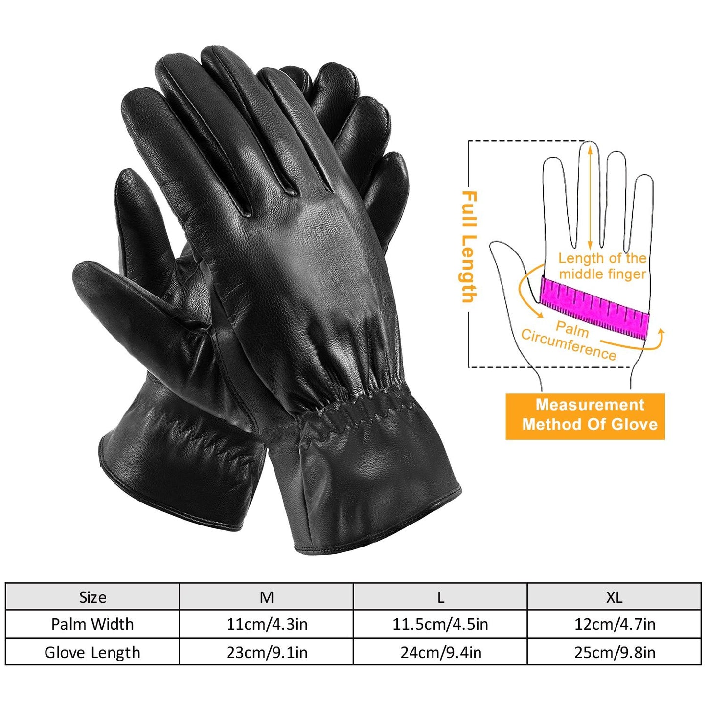 Unisex Leather Winter Warm Gloves Outdoor Windproof Soft Gloves Cycling Skiing Running Cold Winter Gloves