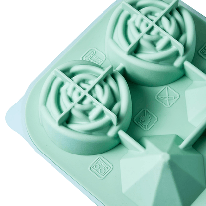 Ice Cube Tray;  2.5inch Ice Cube Molds;  2 Cavity Silicone Rose & 2 Diamond Ice Ball Maker