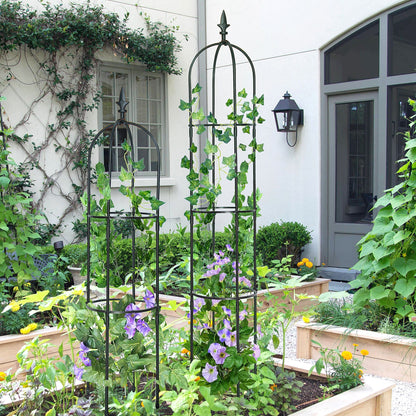 6.2ft Garden Obelisk Trellis; Lightweight Rustproof Plastic Coated Metal Tall Tower Trellis Stand