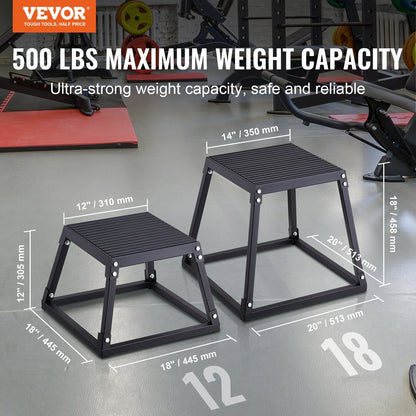 VEVOR Plyometric Jump Box, 12 Inch Plyo Box, Steel Plyometric Platform and Jumping Agility Box, Anti-Slip Fitness Exercise Step Up Box for Home Gym Training, Conditioning Strength Training, Black