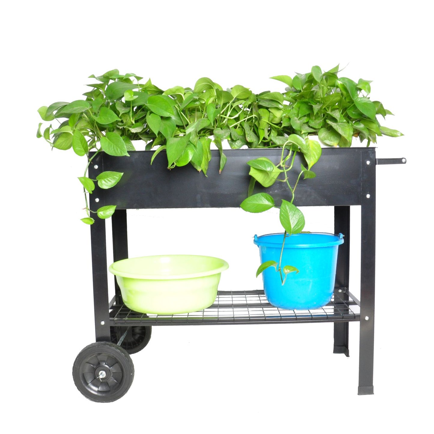 Mobile Metal Raised Garden Bed Cart with Legs, Elevated Tall Planter Box with Wheels for Outdoor Indoors House Patio Backyard Vegetables Tomato DIY Herb Grow Black