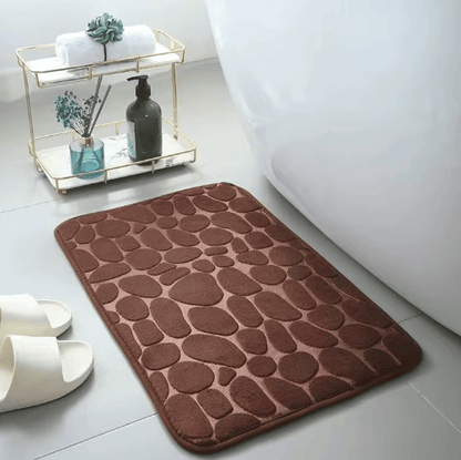 3D Non Slip Bathroom Mat Cobblestone Embossed Bath Mats