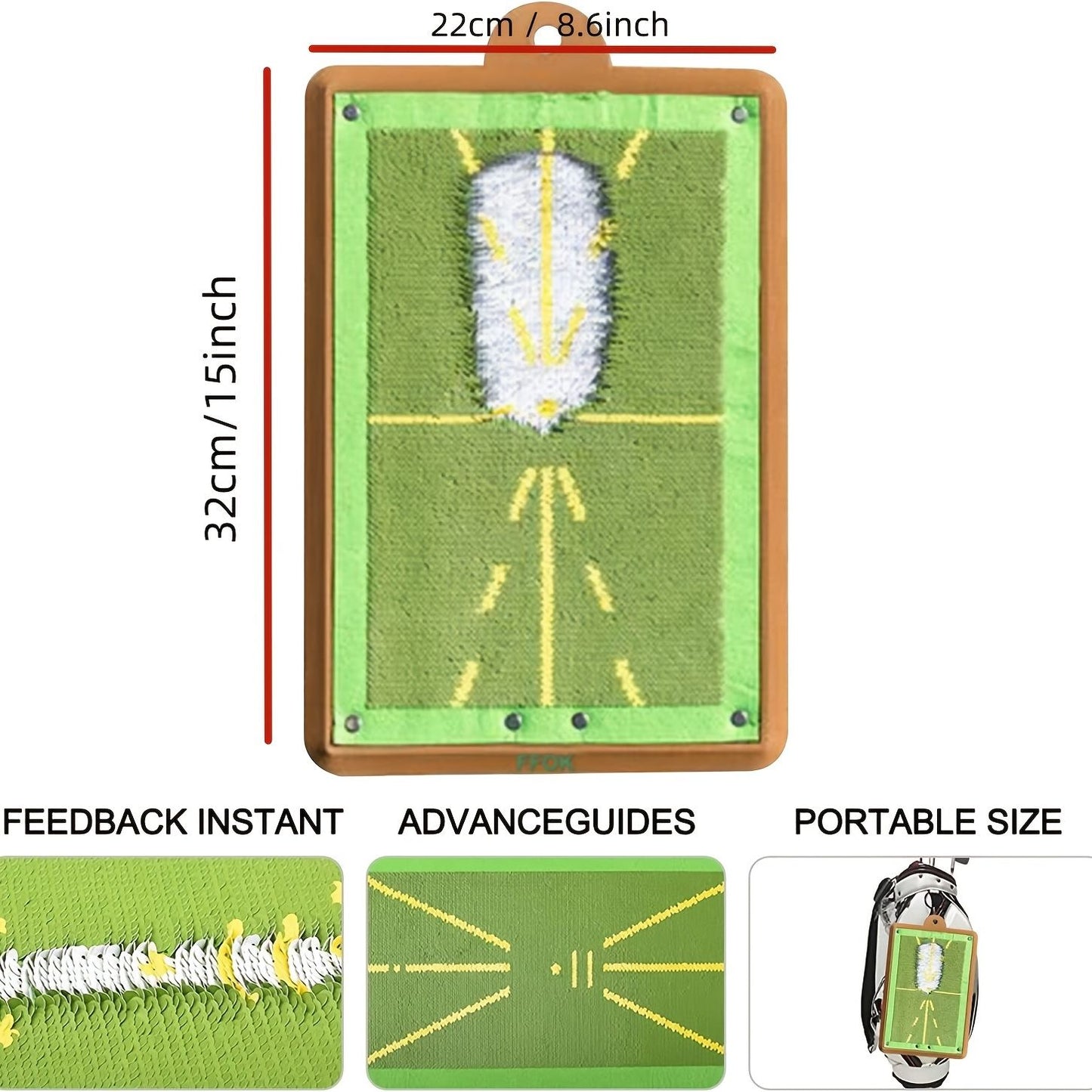 Golf Training Mat For Swing Detection Batting; Premium Golf Impact Mat; Path Feedback Golf Practice Mats; Advanced Golf Hitting Mat For Indoor/Outdoor; Golf Training Aid Equipment