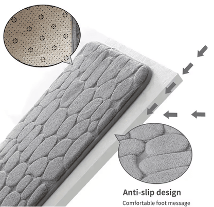 3D Non Slip Bathroom Mat Cobblestone Embossed Bath Mats