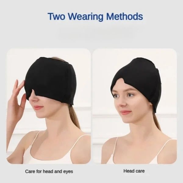 360° Massage Migraine Relief Hat Stress Relief Eye Mask Gel Hot Cold Therapy Headache Pain Relief Cap  Ice Head Wrap for Headache and Puffy Eyes