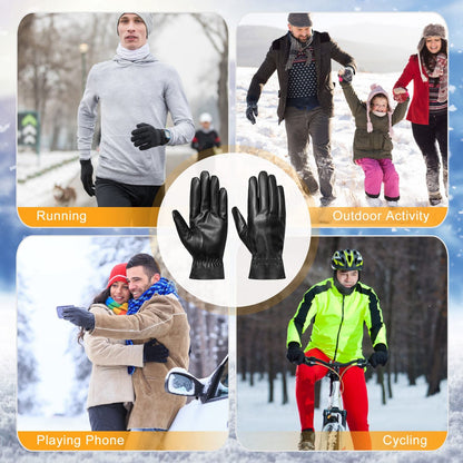 Unisex Leather Winter Warm Gloves Outdoor Windproof Soft Gloves Cycling Skiing Running Cold Winter Gloves