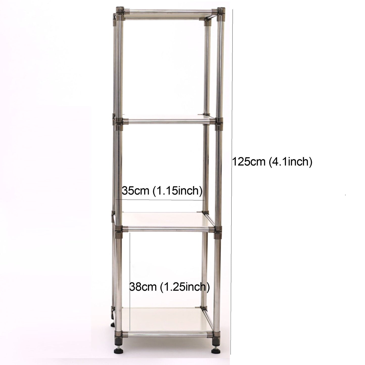 Korean White  4-Tier Heavy Duty Stainless steel Storage Shelving Unit, 100lbs/shelf (49"H x 14.9"W x 13.7"D) for Indoor/Outdoor Organization , Modular Rack,  Extremely Durabl