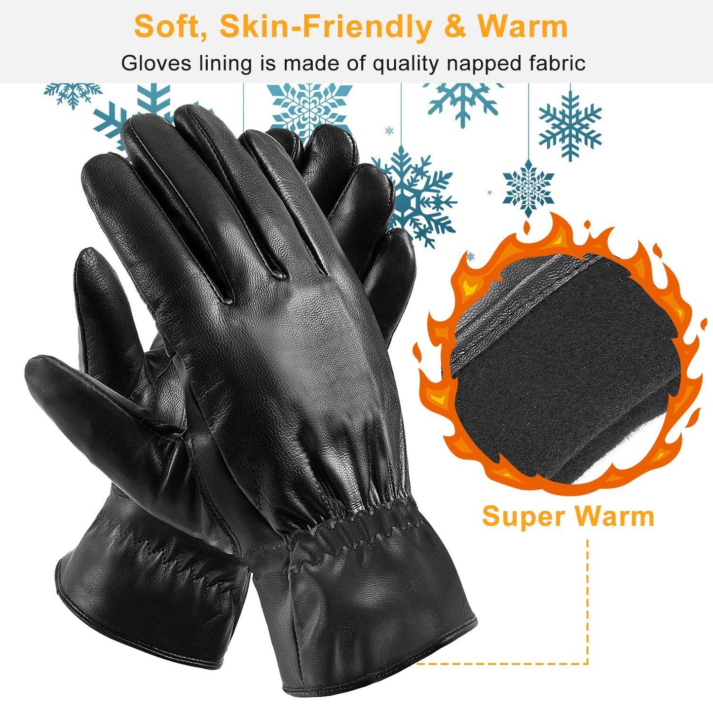 Unisex Leather Winter Warm Gloves Outdoor Windproof Soft Gloves Cycling Skiing Running Cold Winter Gloves