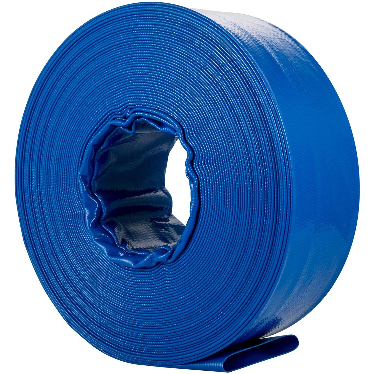 VEVOR Discharge Hose, 1-1/2" x 105', PVC Fabric Lay Flat Hose, Heavy Duty Backwash Drain Hose with Clamps, Weather-proof & Burst-proof, Ideal for Swimming Pool & Water Transfer, Blue