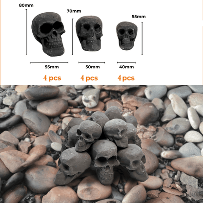 Ceramic Skulls for Fire Pit, Outdoor Fire Tables, 7pcs Reusable Spooky Imitated Human Skull Gas Log for Party, Bonfire,Campfires,Fireplaces, 3.1 inch