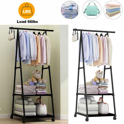 Triangle Garment Rack, Clothes Organizer on Wheels, Portable Garment Laundry Coat Rack, Closet Rack for Hanging Clothes, Clothes Hanging Rack for Home Office Dorm Black