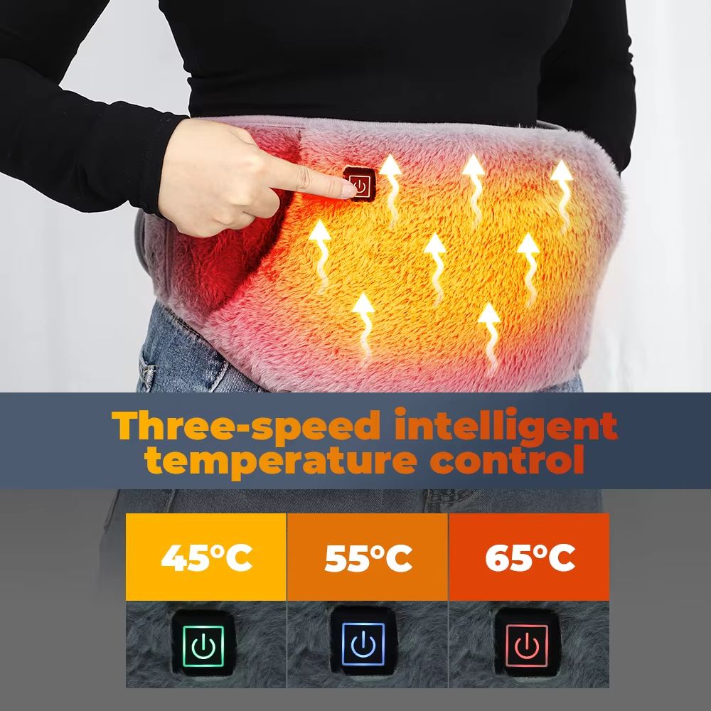 USB Powered Heating Waist Belt, Heating Pad With Hand Pockets, Electric Heated Waist Belt For Period Cramps Body Joints Pain, Three - Level Temperature Control