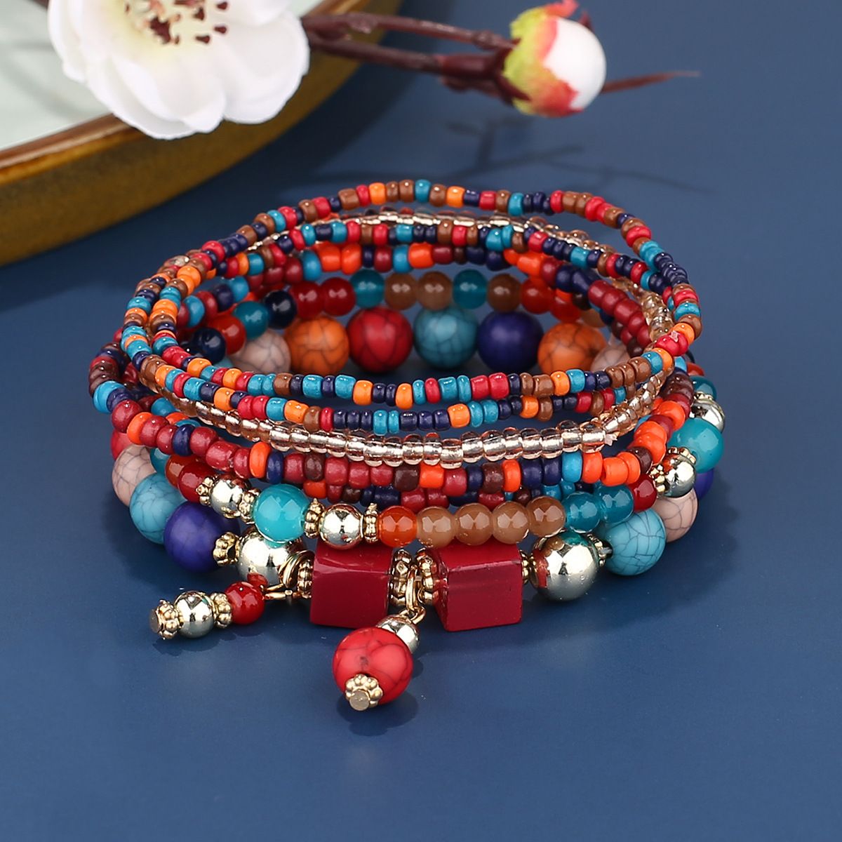 Hot Selling Bohemian Jewelry Multilayer Bracelet Creative Turquoise Beaded Jewelry European and American Style Bracelet Wholesale