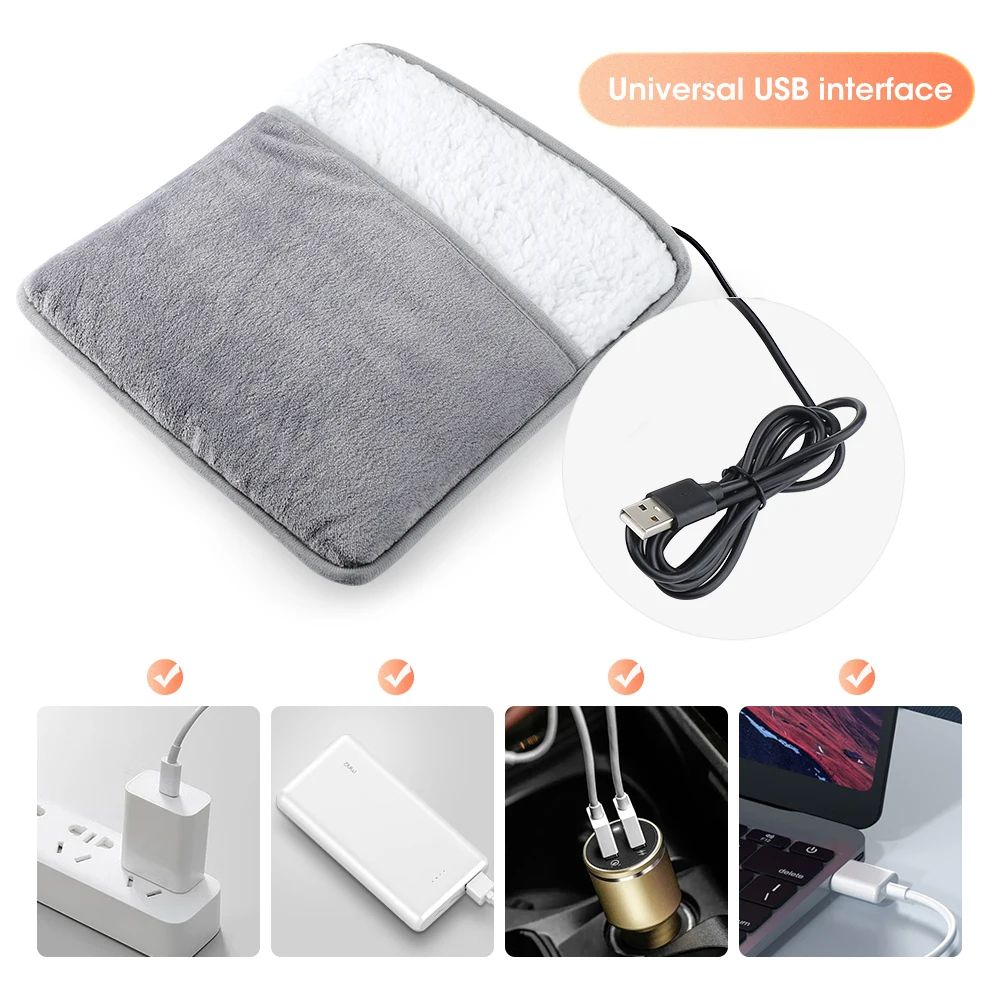 Winter Electric Foot Heating Pad USB Charging Soft Plush Washable Foot Warmer Heater Improve Sleeping Household Foot Warming Mat Electric Foot Warmer With Dual-Sided Heating Elements