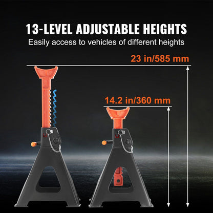 2PCS Iron Stands, 6 Ton (13, 000 lbs) Capacity Car Iron Stands Double Locking, 14.2-23 inch Adjustable Height, for lifting SUV, Pickup Truck, Car and UTV/ATV, Red